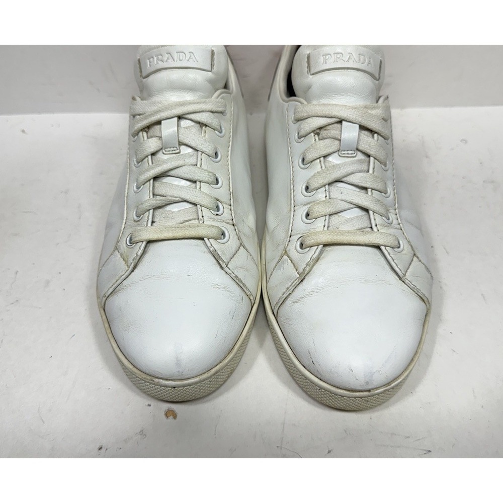 Prada Speech Bubble Comic Low Top 779 White Leather Shoes Womens Size 8.5 US - Picture 3 of 10
